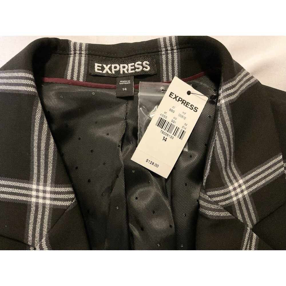 Express Women's Plaid  Two Button Blazer Size 14, Black and White - Picture 6 of 7